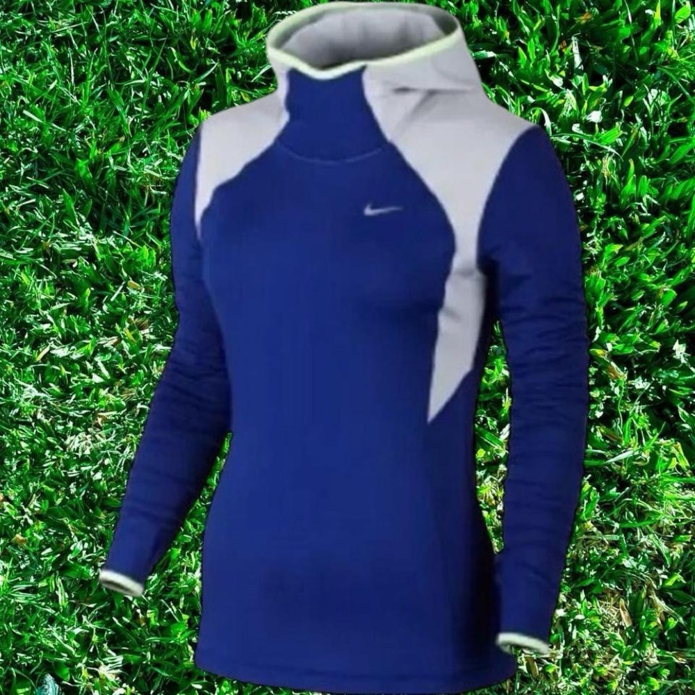 Nike Women's Blue and Gray Hoodie